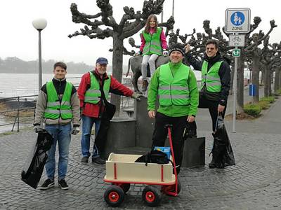 Müllsammeln der GRUENEN am Rheinufer Königswinter
