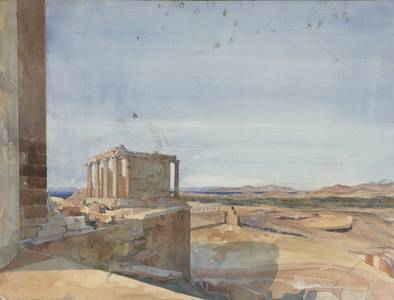 Hermann Nebel (1816–1893), Athen, Akropolis mit Niketempel, 1843, Aquarell