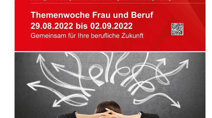 Plakat ThemenwocheFrauBeruf2022 Barrierefrei